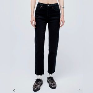 Re/Done High Rise Stove Pipe Jean-Black